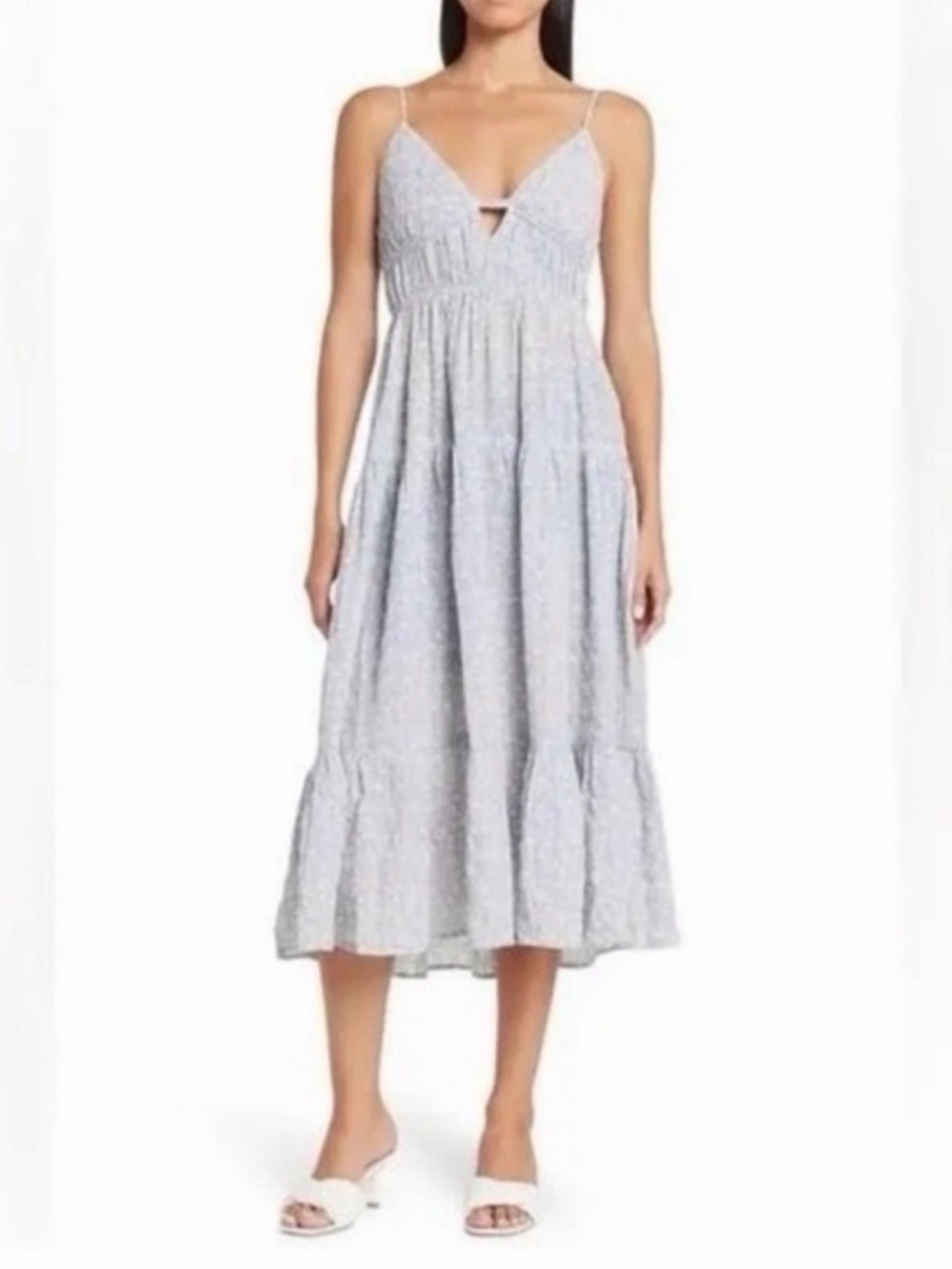 Sophie Rue Light Gray Floral Tiered Maxi Dress - Picture 2 of 3